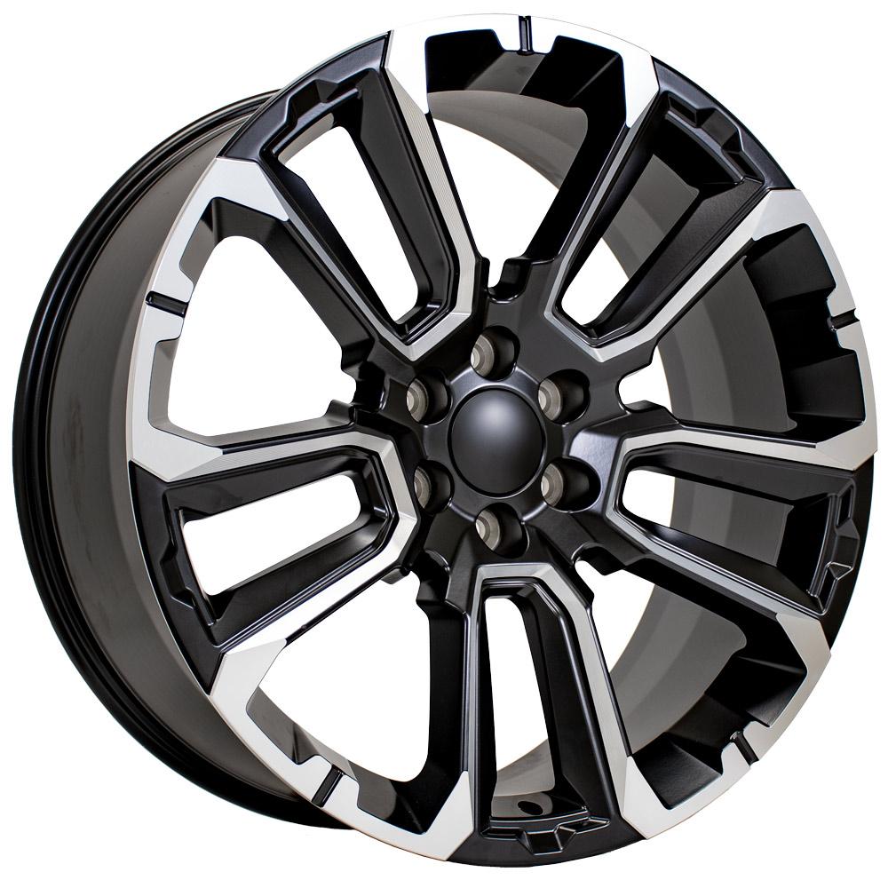 24" Replica CV68 fits Chevrolet Suburban 1500 24x10 Satin Black with Milled Edge