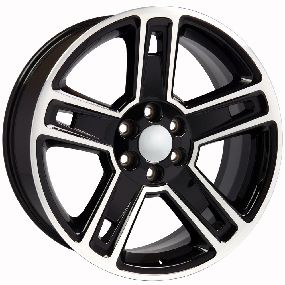 22" Replica CV74B fits Chevrolet Silverado 22x9 Black Mach'd