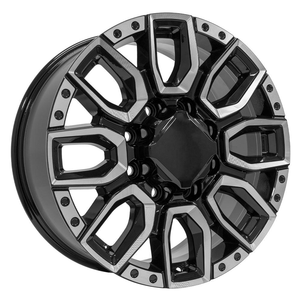 20" Replica CV97B fits GMC Sierra 2500/3500 20x8.5 Black with Milled Edge