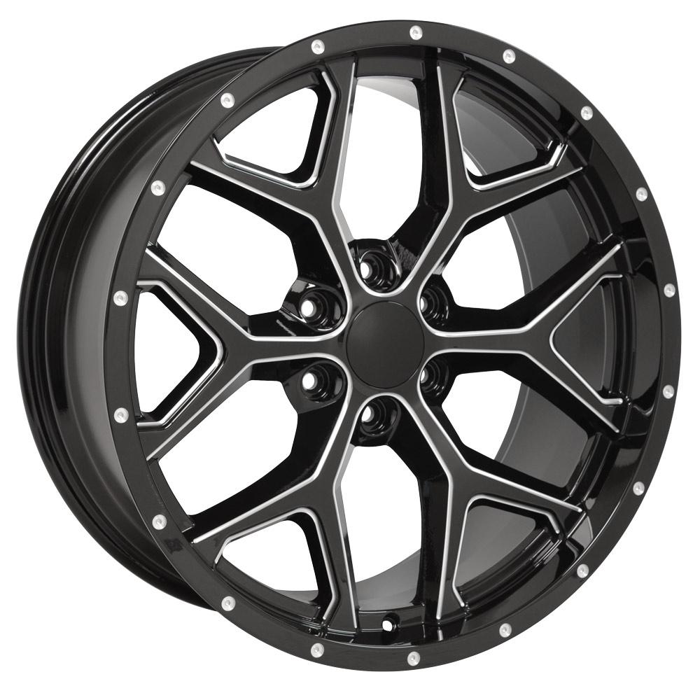 22" Replica CV98 fits Chevy Silverado 22x9.5 Black Milled