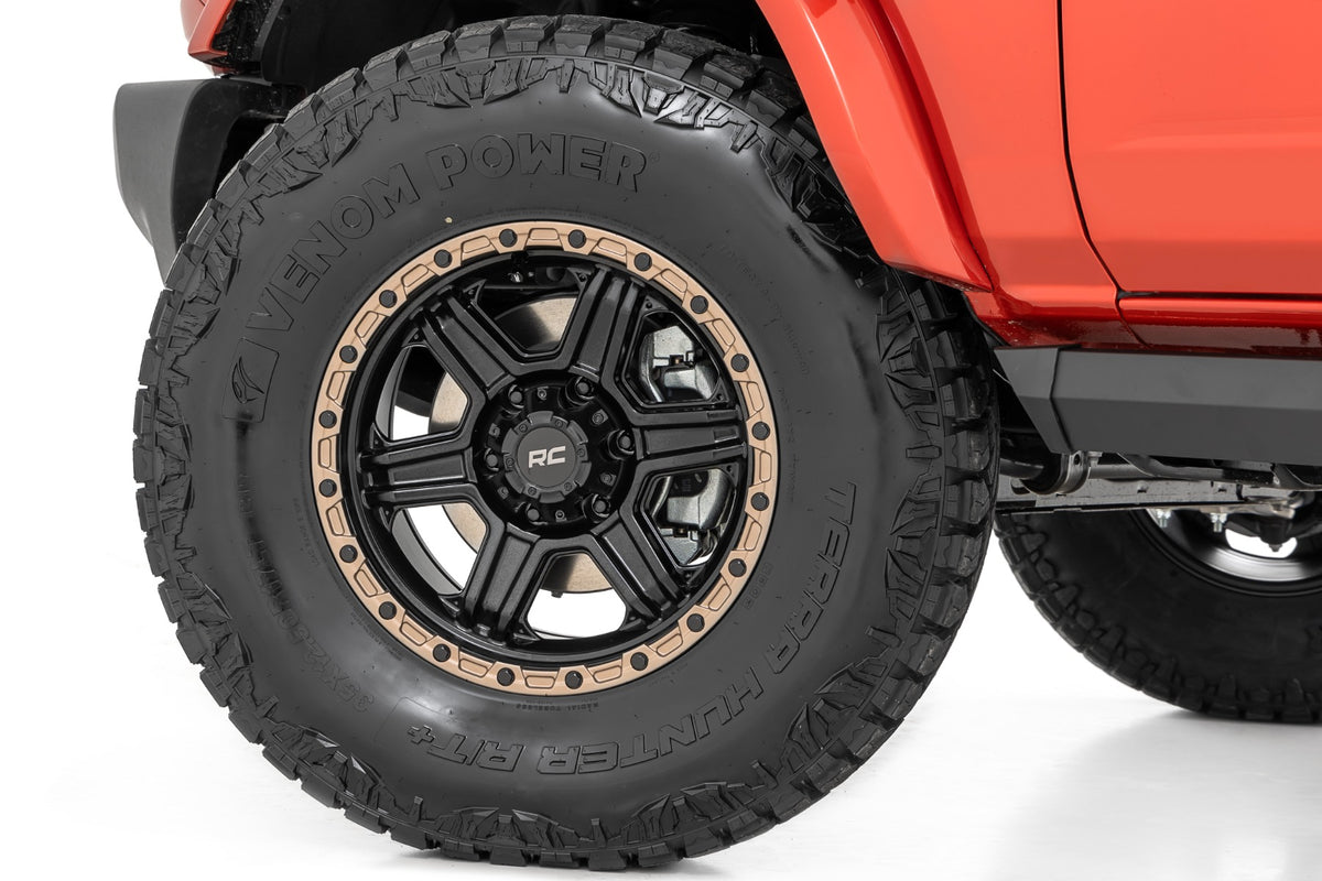 Rough Country 79 Series Wheel | One-Piece | Semi Gloss Black w/Bronze Ring | 15x8 | 5x5.5 | -19mm