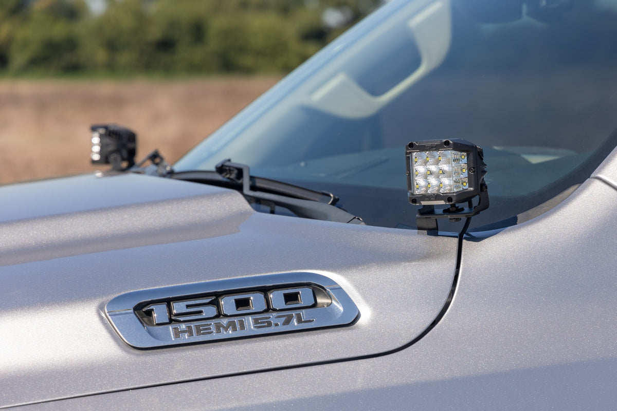 LED Light Kit | Ditch Mount | 2" Black Pair | Amber DRL | Ram 1500 (19-26)