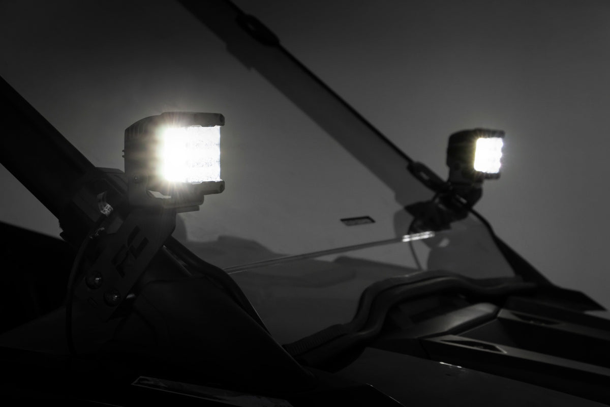 LED Light Kit | "A" Pillar Mount | 2" Chrome Pair | Wide Angle | Polaris RZR PRO XP