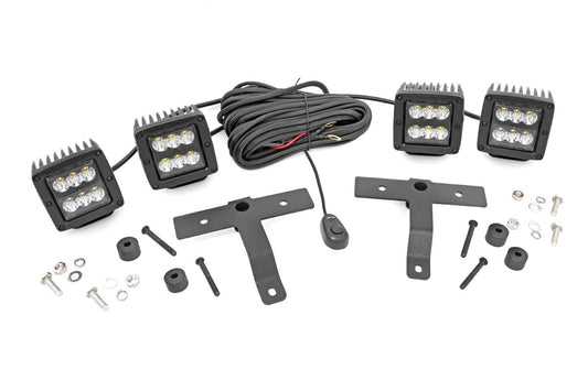 Quad LED Light Kit | Cowl Mount | 2" Black Pairs | Spot | Jeep Gladiator JT/Wrangler JL (18-26)