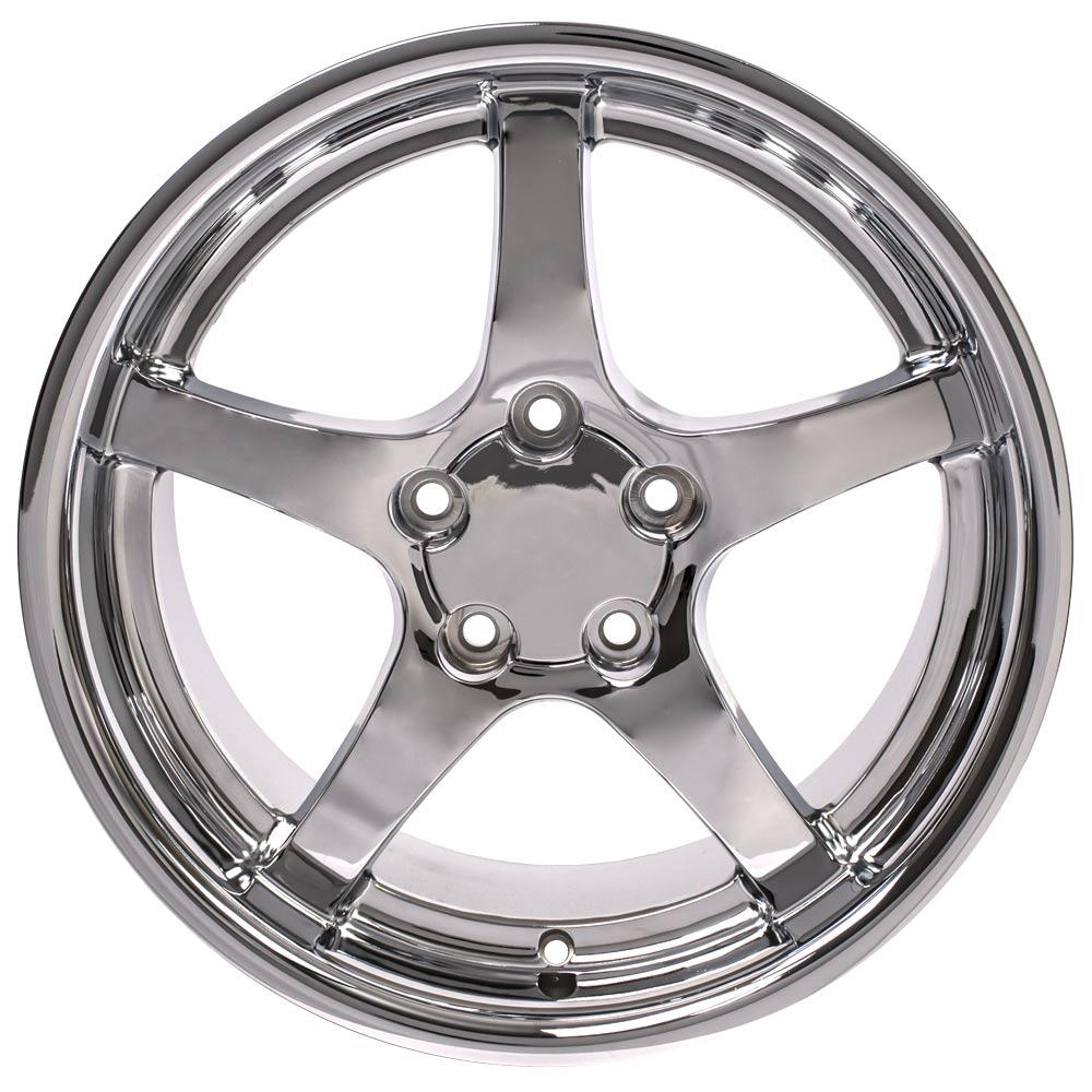 18" Replica CV05 fits Chevrolet Corvette C5 18x10.5 Deep Dish Chrome