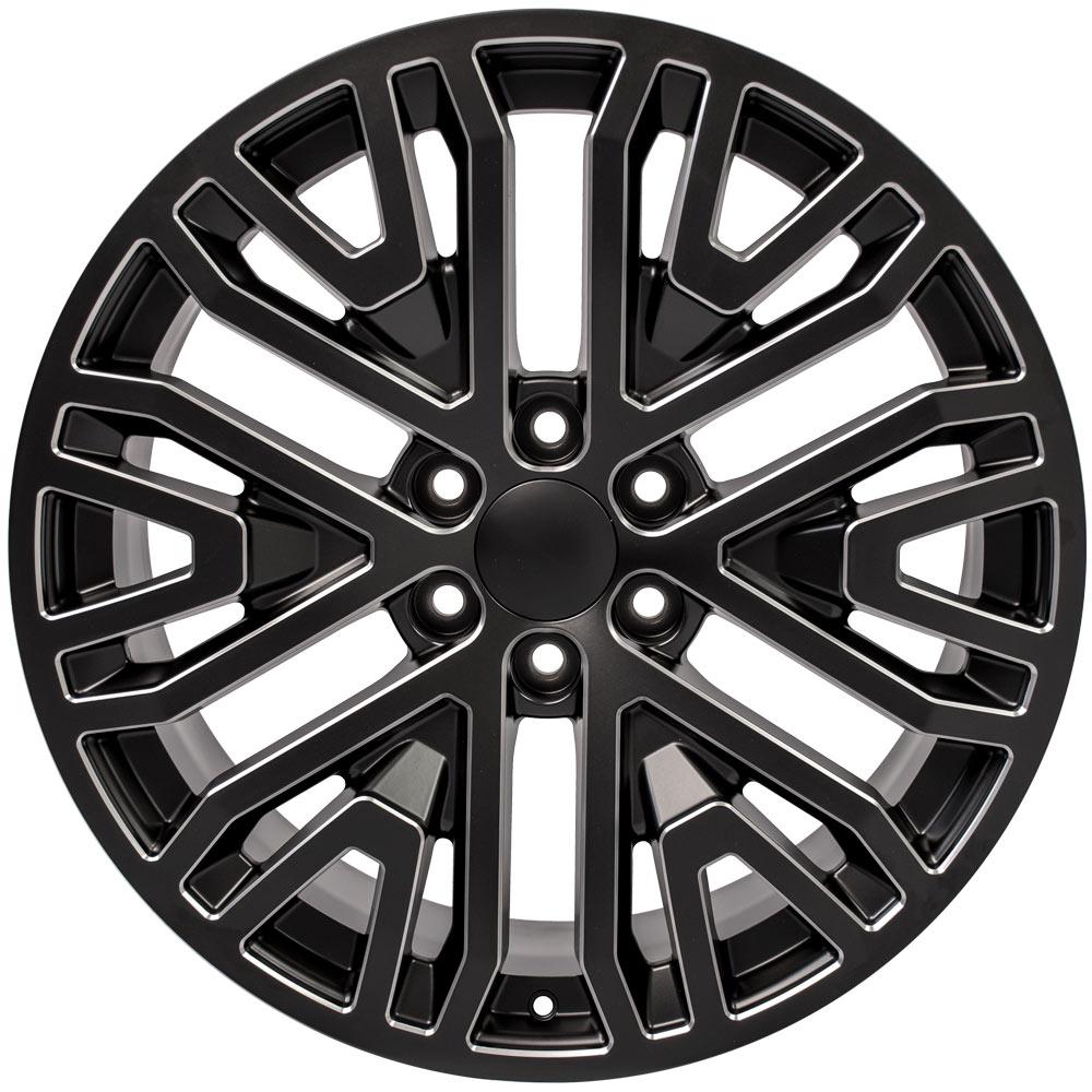 22" Replica CV37 fits GMC Sierra 22x9 Black Milled