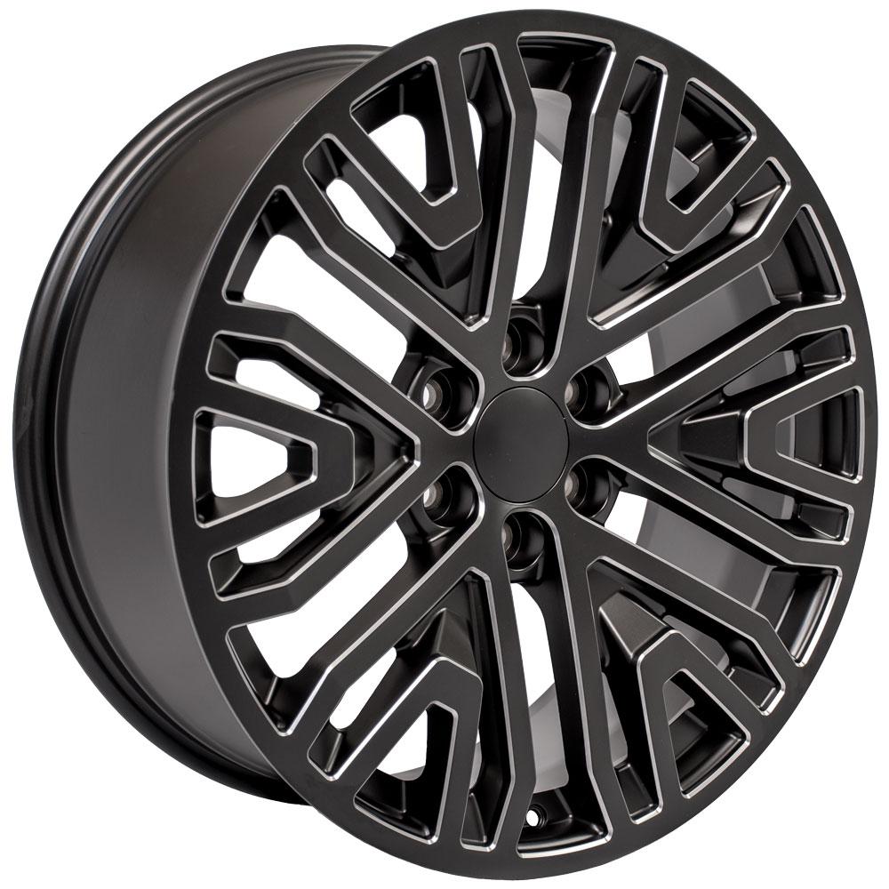 22" Replica CV37 fits GMC Sierra 22x9 Black Milled