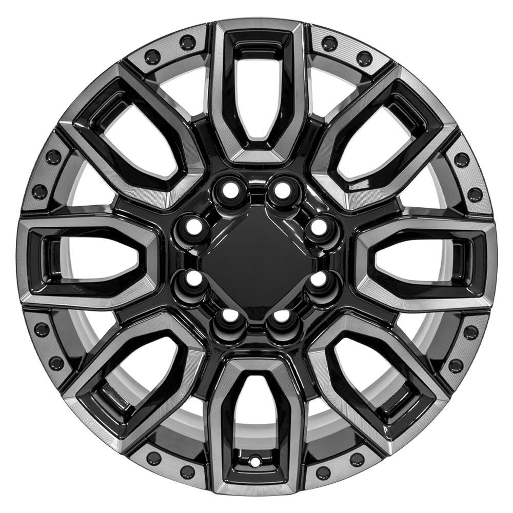 20" Replica CV97A fits GMC Sierra 2500/3500 20x8.5 Black Milled Edge with Tinted Clear