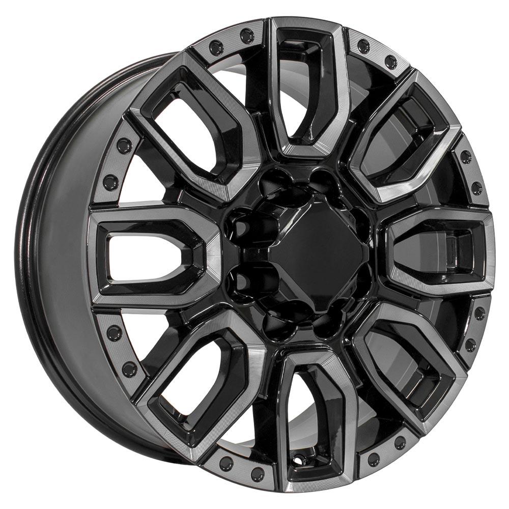 20" Replica CV97A fits GMC Sierra 2500/3500 20x8.5 Black Milled Edge with Tinted Clear