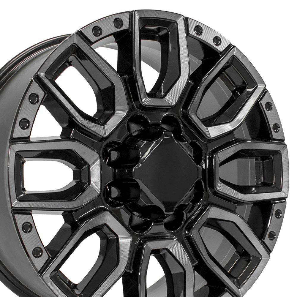 20" Replica CV97A fits GMC Sierra 2500/3500 20x8.5 Black Milled Edge with Tinted Clear