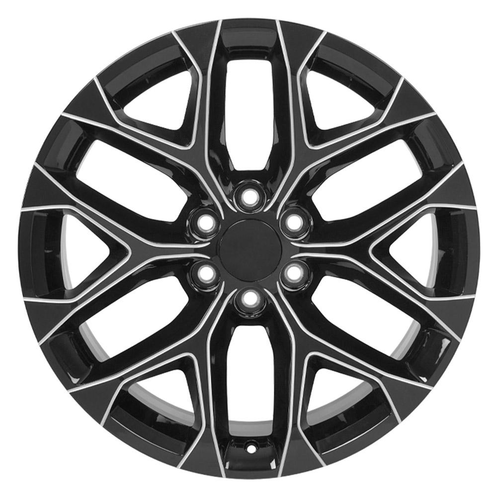 22" Replica CV98B fits Chevy Silverado 22x9 Black with Milled Edge