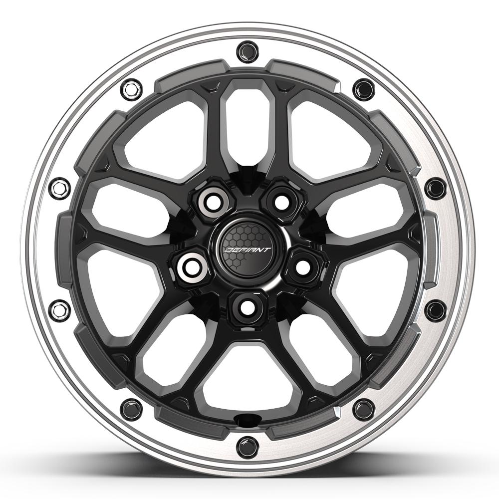 DEFIANT DF01 17x8 5x5" +12et in Gloss Black w/ Milled Ring