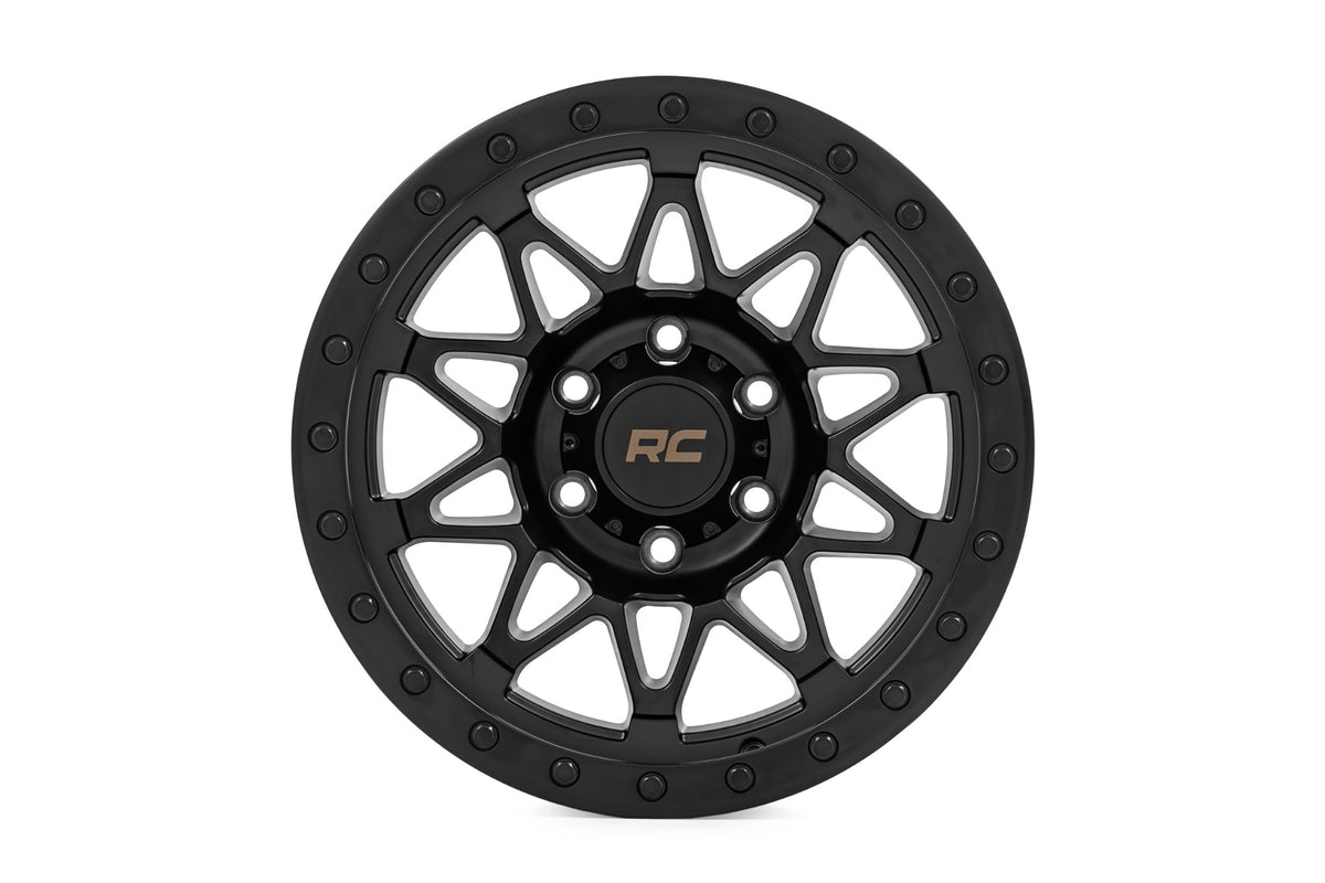 Rough Country 78 Series Wheel | Simulated Beadlock | Black | 18x9 | 6x5.5 | -12mm