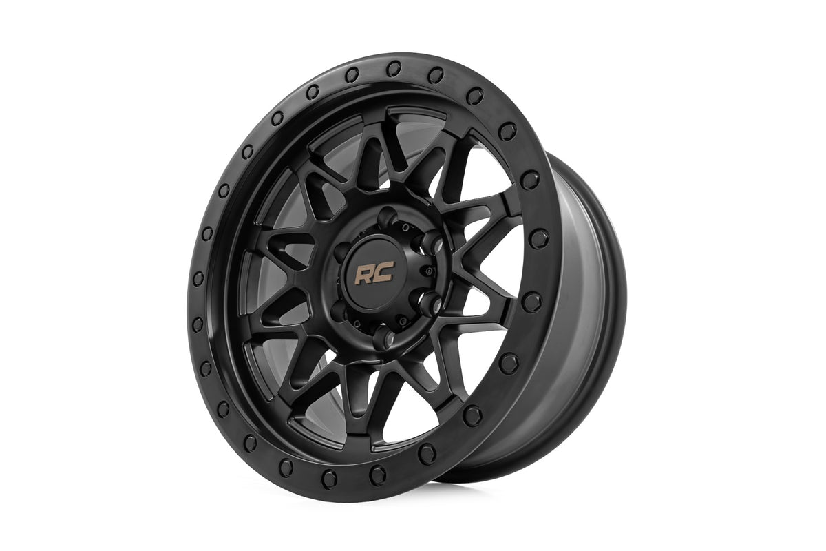 Rough Country 78 Series Wheel | Simulated Beadlock | Black | 18x9 | 5x5 | -12mm