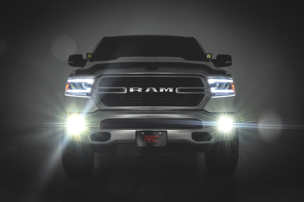 LED Fog Light Kit | 3.5 Inch Round Black Series | Amber DRL | Ram 1500 (2019-2024)