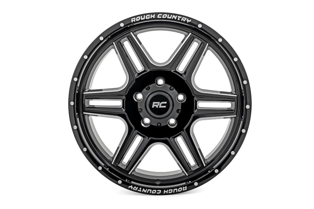 Rough Country 92 Series Wheel | Machined One-Piece | Gloss Black | 18x9 | 5x5 | +0mm