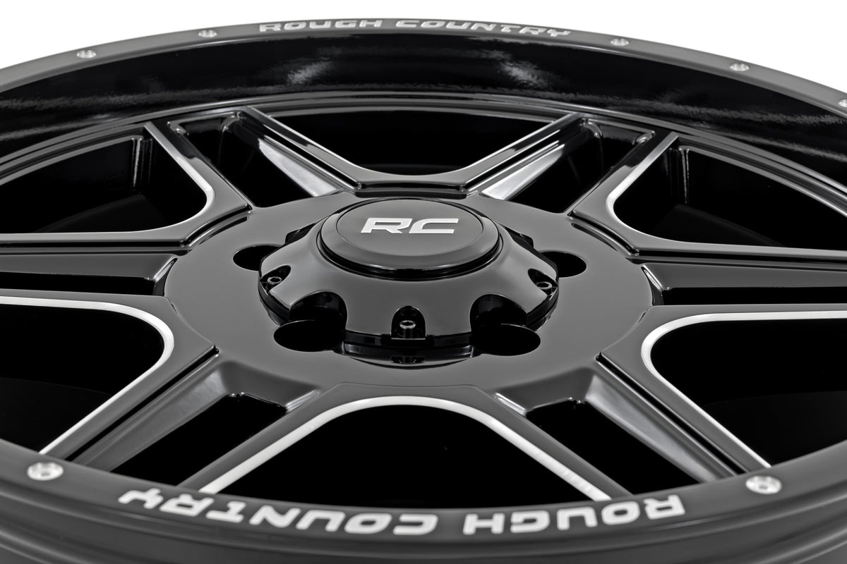 Rough Country 92 Series Wheel | Machined One-Piece | Gloss Black | 18x9 | 6x135 | +0mm