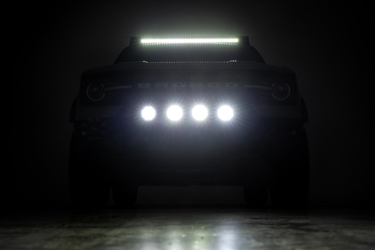 Nudge Bar | w/ Tow Hooks | 4 Inch Round Led (x4) | Ford Bronco Sport (21-24)