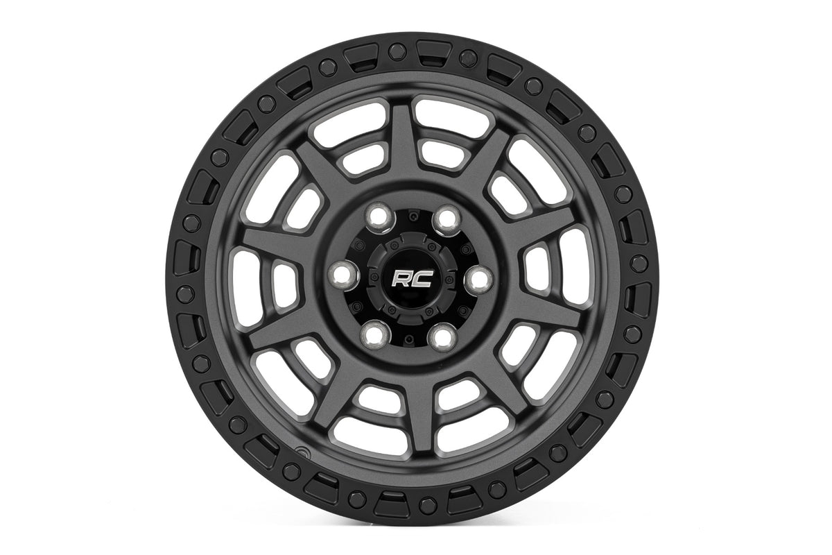 Rough Country 85 Series Wheel | Simulated Beadlock | Gunmetal Gray/Black | 17x9 | 6x135 | -12mm