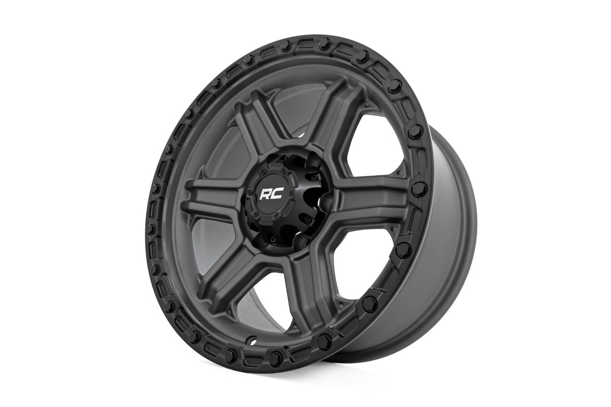 Rough Country 79 Series Wheel | One-Piece | Gunmetal Gray w/Black Ring | 17x8.5 | 6x5.5 | 0mm