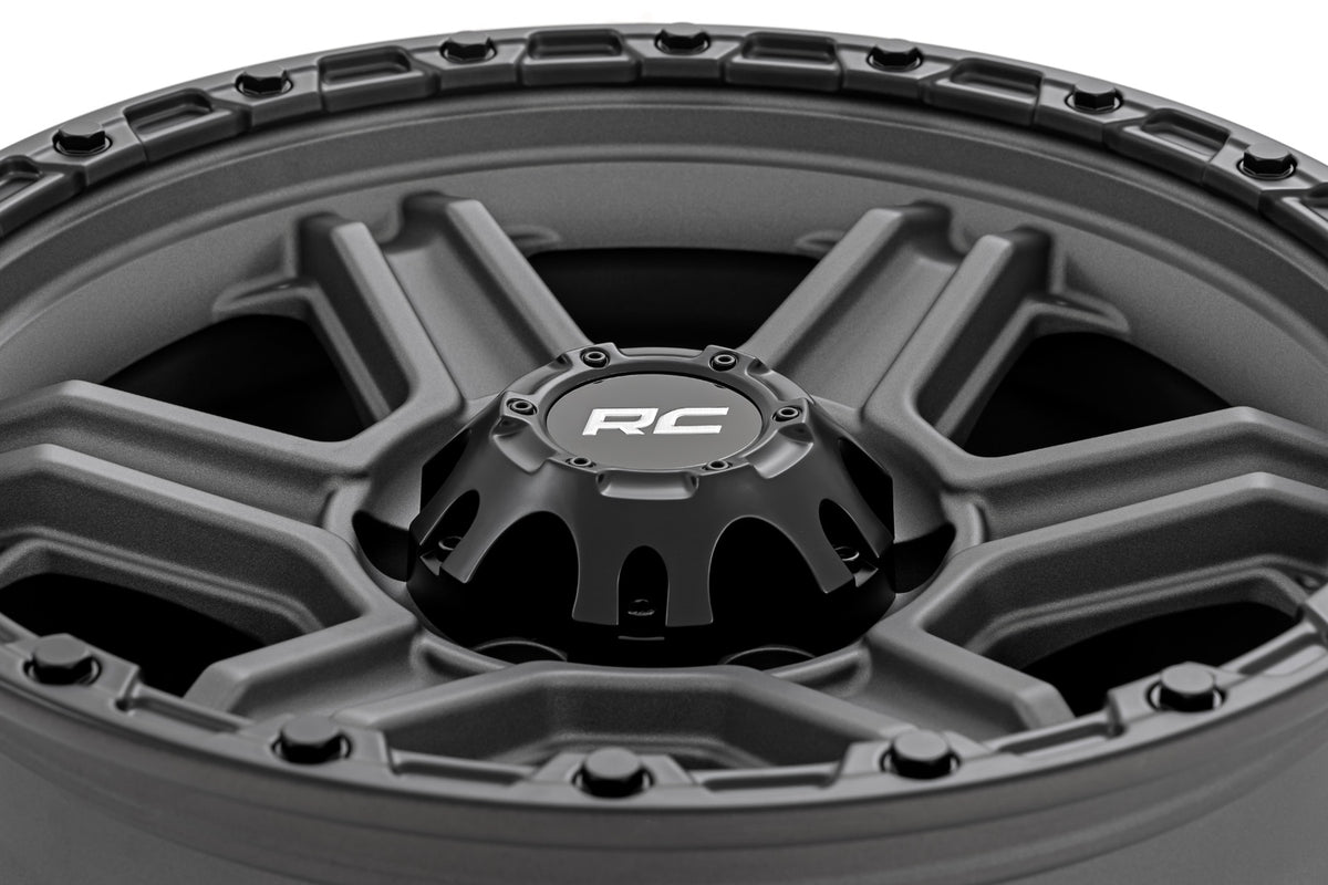 Rough Country 79 Series Wheel | One-Piece | Gunmetal Gray w/Black Ring | 17x8.5 | 6x5.5 | 0mm