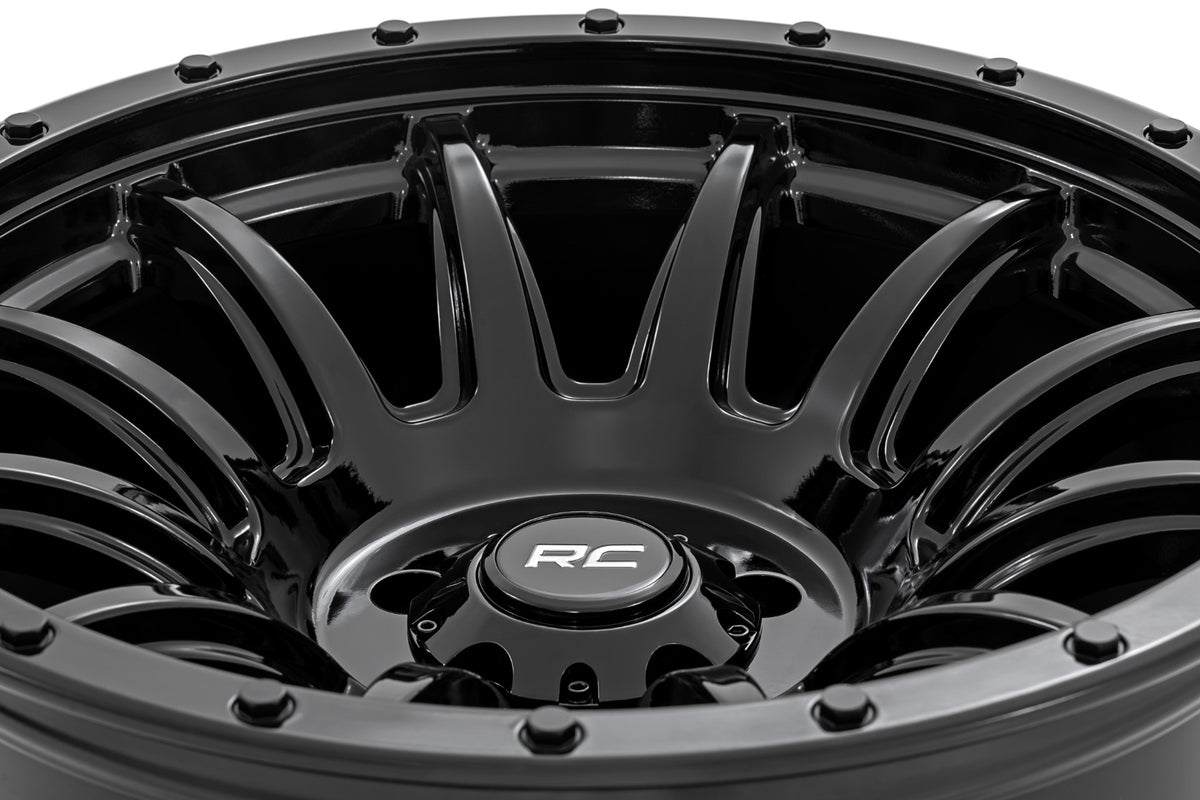 Rough Country 90 Series Wheel | One-Piece | Gloss Black | 20x10 | 8x170 | -19mm