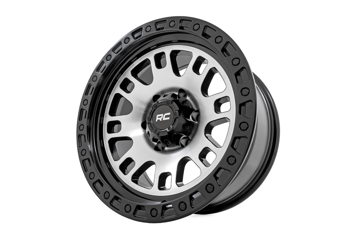 Rough Country 82 Series Wheel | One-Piece | Machined Semi Gloss Black | 15x8 | 5x4.5 | -19mm