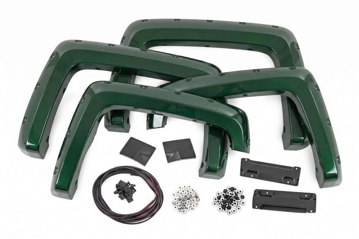 Pocket Fender Flares | 6'7" & 8' Bed | G7J Rainforest Green | Chevy Silverado 1500 (14-18)/2500HD