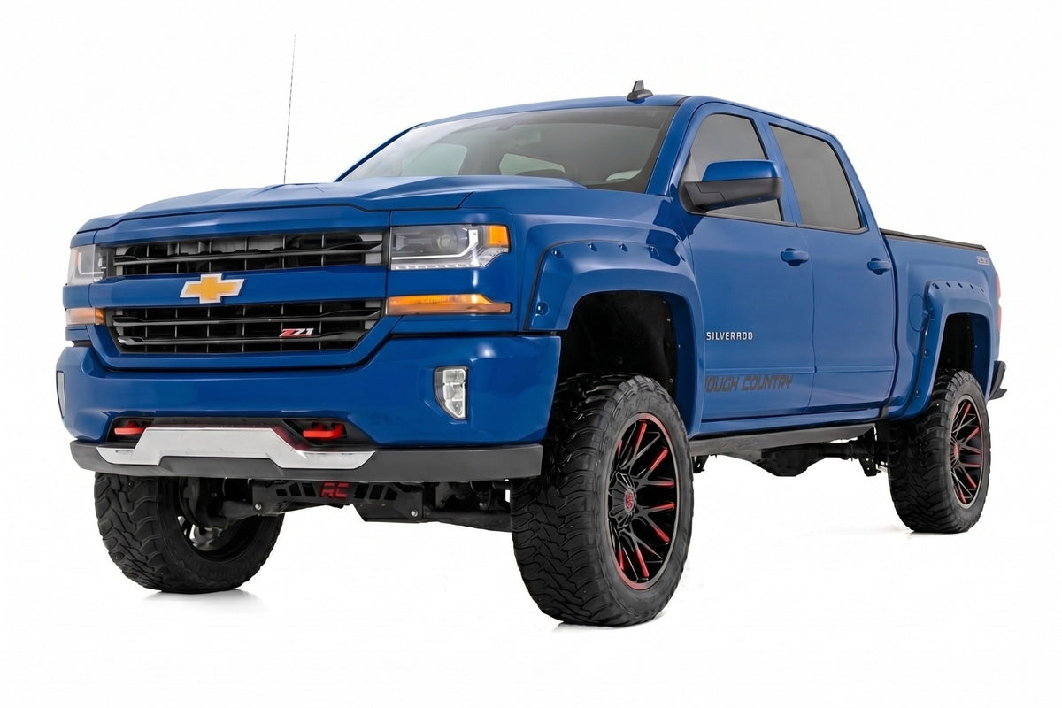 Pocket Fender Flares | 6'7" & 8' Bed | GA0 Northsky Blue | Chevy Silverado 1500 (14-18)/2500HD