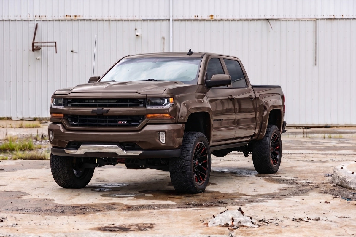 Pocket Fender Flares | 6'7" & 8' Bed | GXG Tungsten | Chevy Silverado 1500 (14-18)/2500HD