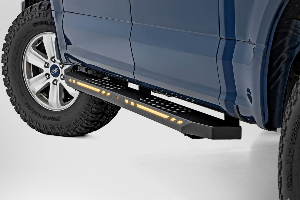 AC2 Running Boards | Amber/White | Crew Cab | Ford F-150/Lightning/F-250/F-350/Raptor (15-26)