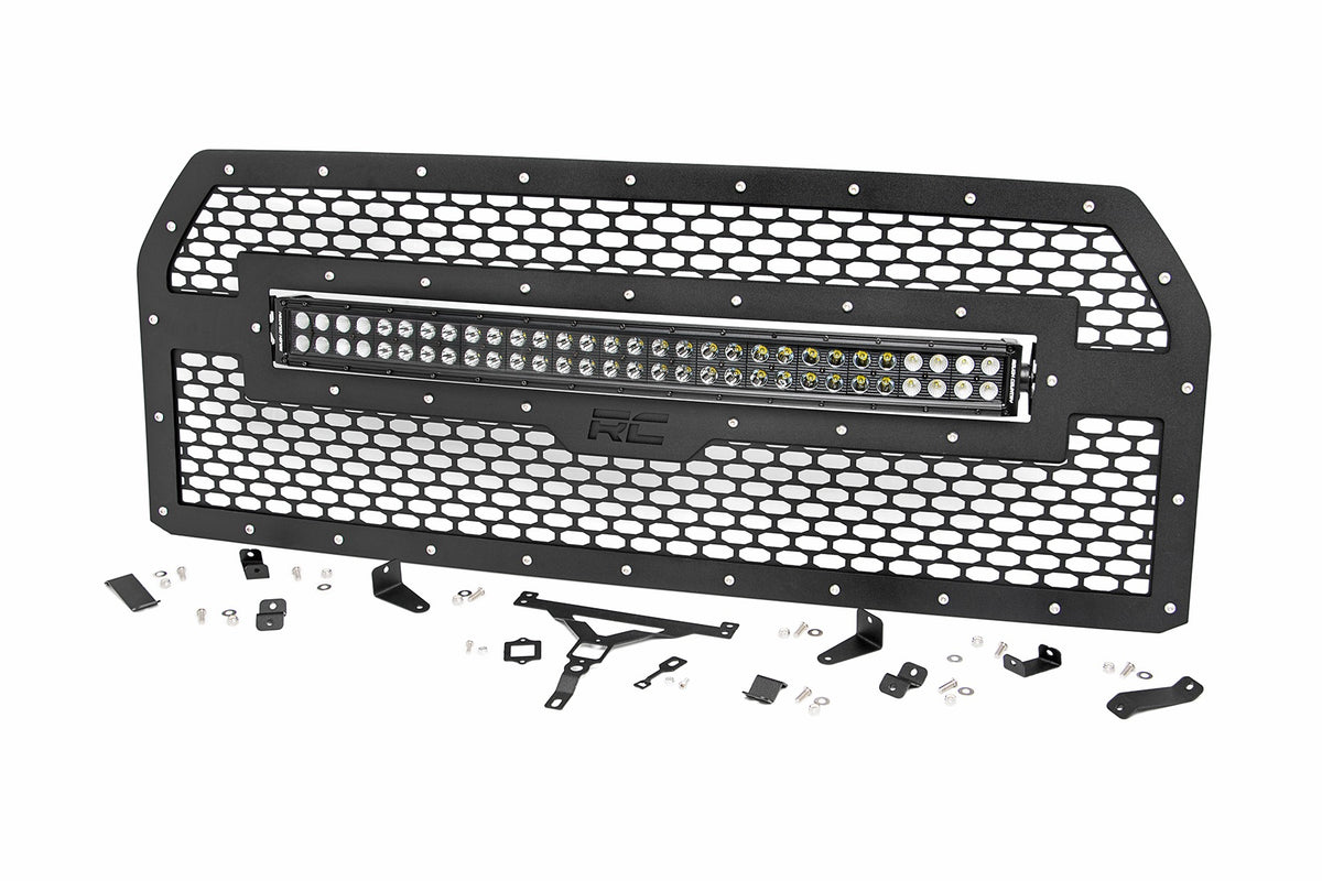 Mesh Grille | 30" Dual Row LED | Black | Amber DRL | Ford F-150 (15-17)