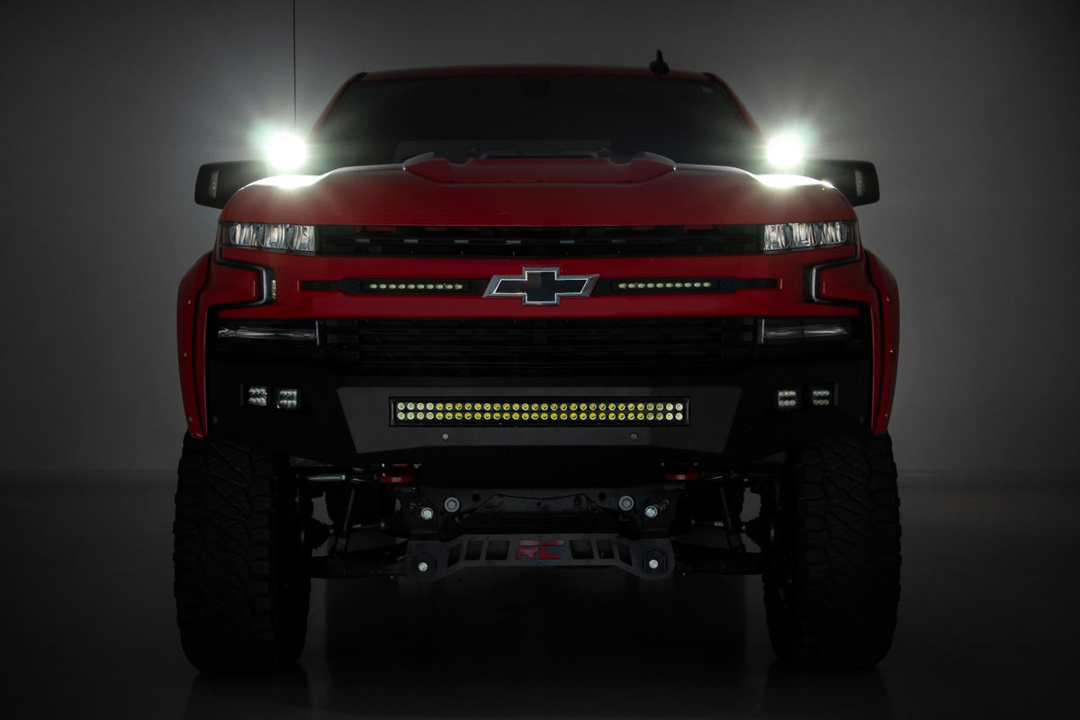 LED Light Kit | Ditch Mount | 2" Black Pair | White DRL | Chevy Silverado 1500 (19-26)