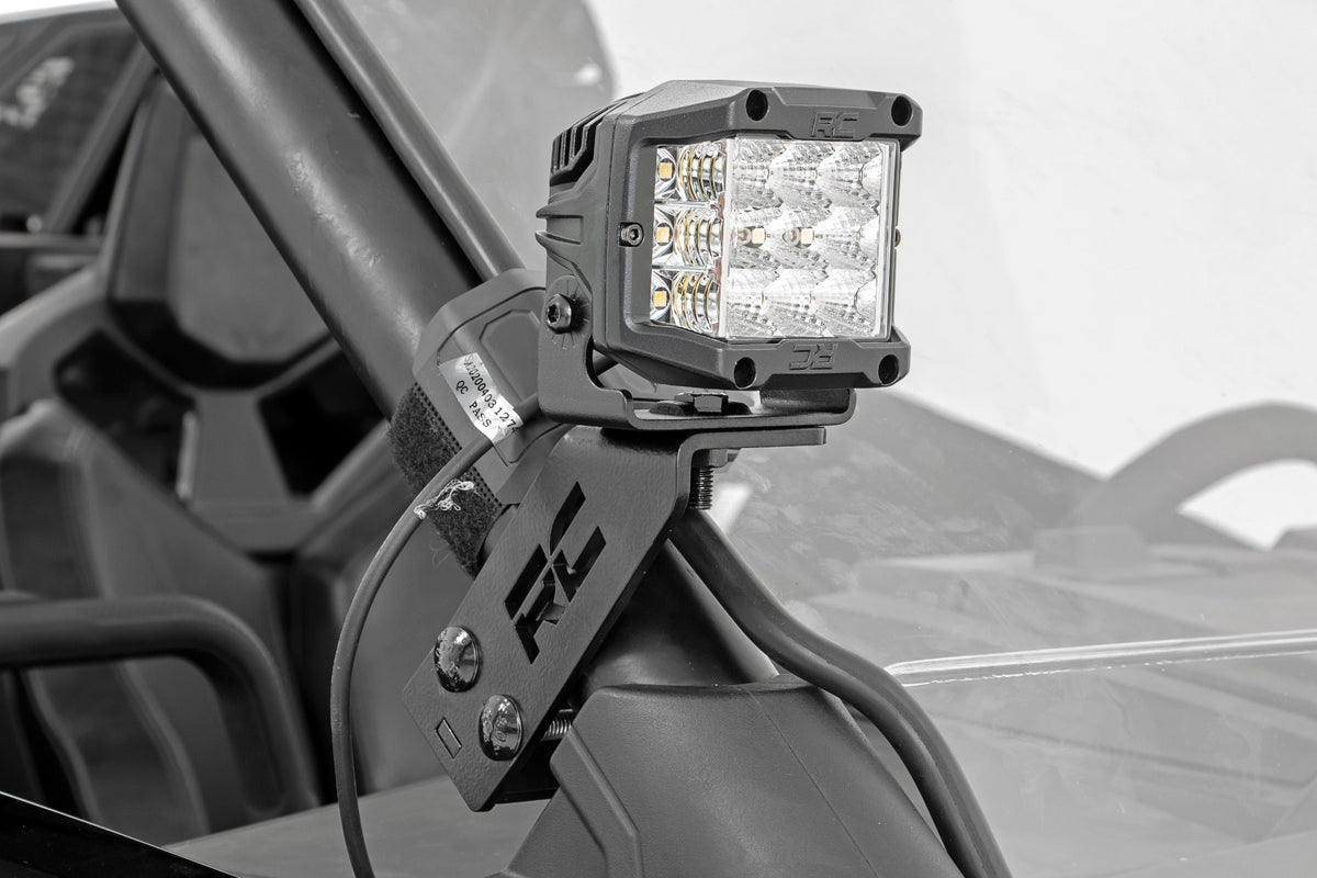 LED Light Kit | "A" Pillar Mount | 2" Chrome Pair | Wide Angle | Polaris RZR PRO XP