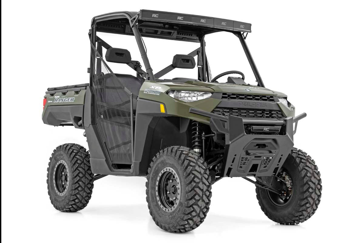 LED Light Kit | Bumper Mount | 12" Black Single Row | White DRL | Polaris Ranger XP 1000