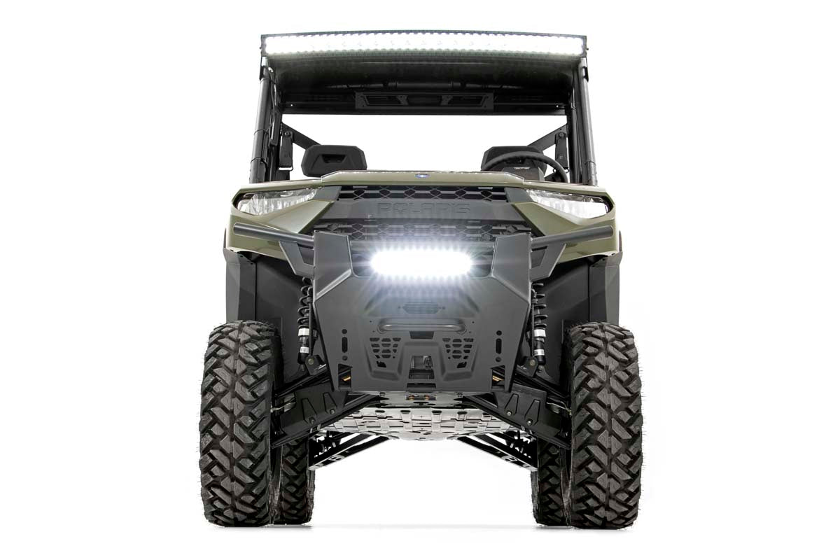 LED Light Kit | Bumper Mount | 12" Black Single Row | White DRL | Polaris Ranger XP 1000