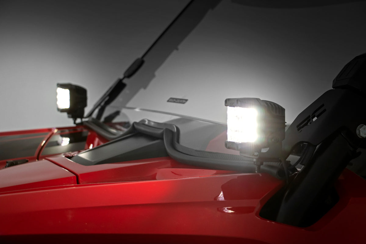 LED Light Kit | Cage Mount | 2" Chrome Pair | Wide Angle | Honda Talon 1000