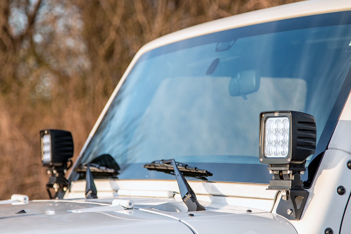 Light Mounts | Lower Windshield | Jeep Wrangler JK/Wrangler Unlimited (07-18)