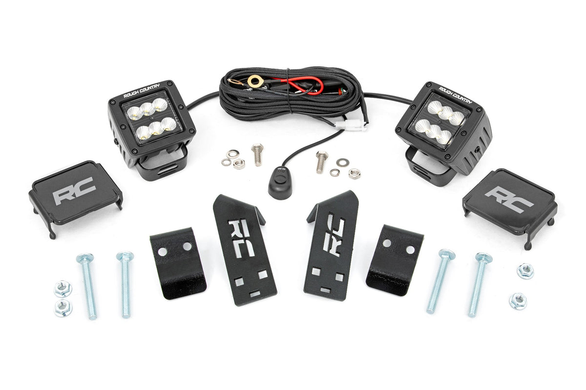 LED Light Kit | "A" Pillar Mount | 2" Black Pair | Spot | Polaris RZR PRO XP
