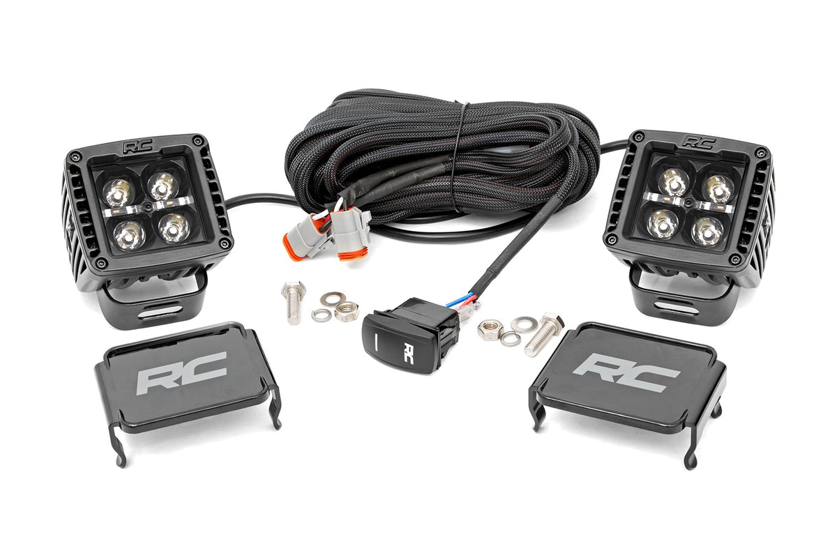 2 Inch Black Series LED Light Pods | Spot | Square | Cool White DRL